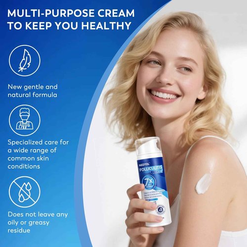 Nedtol Folliculitis Treatment Cream, 7X Fast-Acting Antibacterial Ointment for Scalp, Face & Body, Relieves Itching, Redness & Bumps, Intensive Skin Therapy – 120g