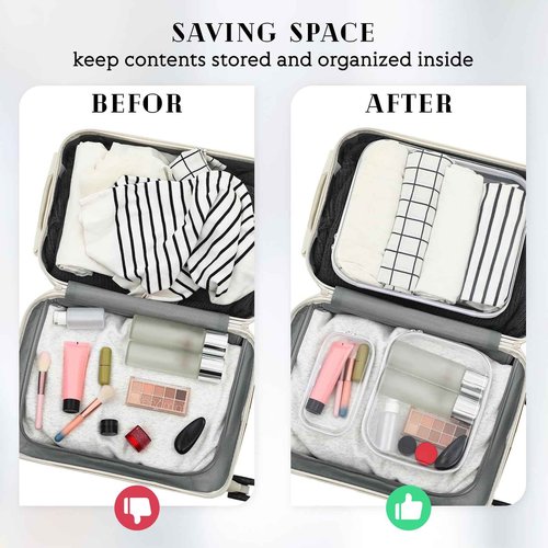Hoolerry 6 Pcs Hard Clear Zipper Case Transparent Zipper Hard Pouch for Snacks Makeup Bag Plastic Cosmetic Bag Portable Travel Organizer for Makeup Storage(White,Big,Medium,Small)