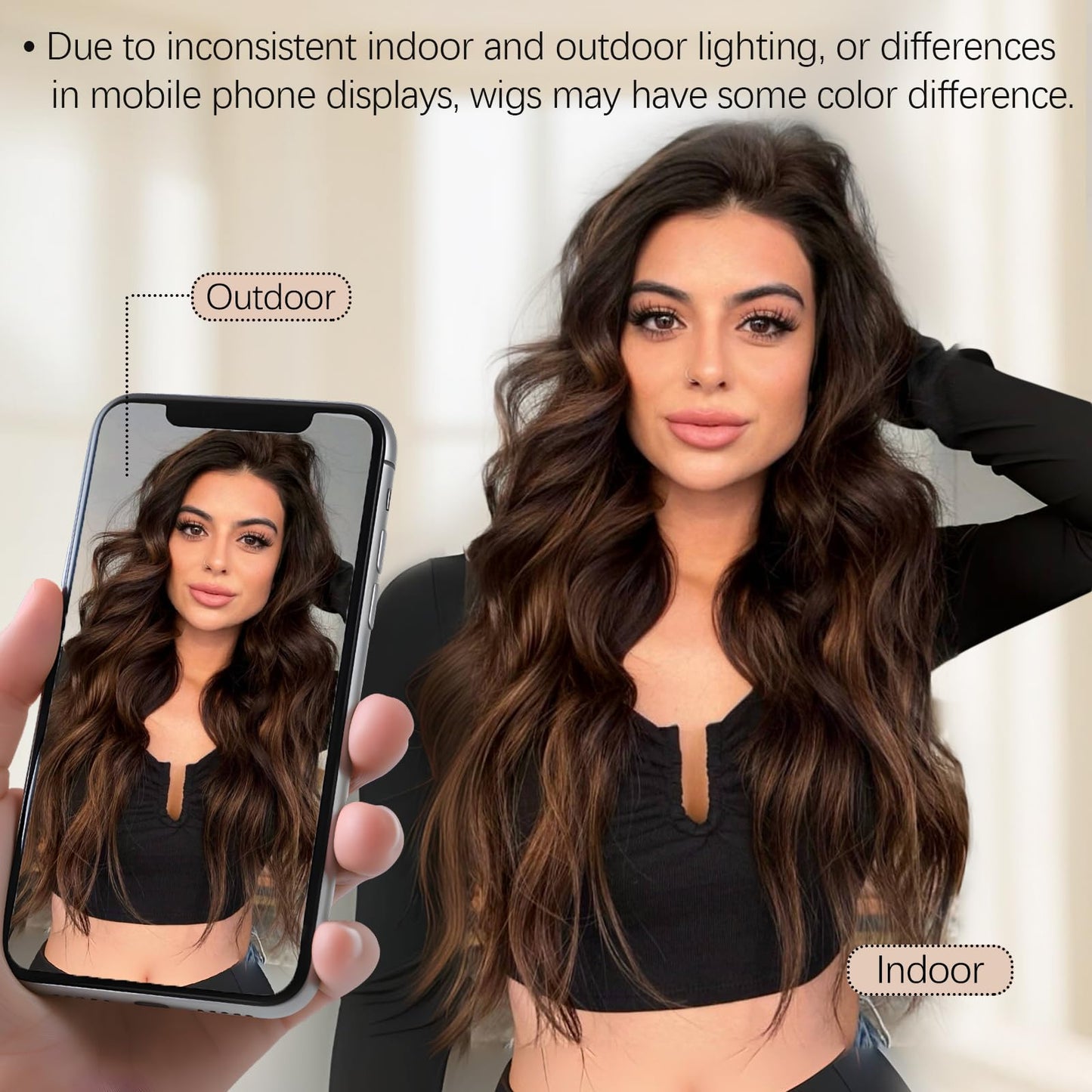 KooKaStyle Hair Extensions, 7PCS Clip in Hair Extension, 20 Inch Chestnut Brown Long Wavy Natural Soft Thick Hairpieces for Women