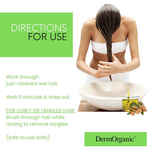 DermOrganic Daily Hydrating Conditioner for Dry Hair - Rinses Out Tangles, Controls Flyaways, Smooths and Softens, 33.8 oz
