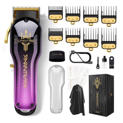 SUPRENT PRO Professional Hair Clippers for Men- Premium Barber Clippers with Brushless Motor- Rechargeable Haircutting Kit with DIY Customizable Casing- Gift for Men