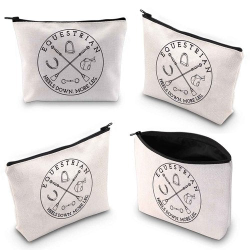 BLUPARK Equestrian Inspired Zipper Bag Horseback Riding Heels Down More Leg Bag Horse Lover Horse Trainer Gift (Equestrian bag)