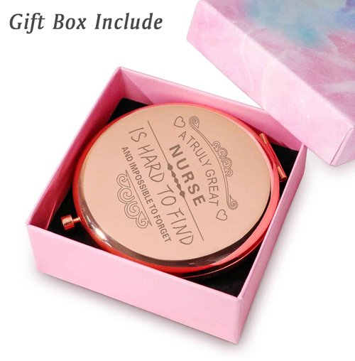 Nurse Gifts for Women, Nurse Appreciation Gifts for Nursing Week, Personalized Compact Mirrors, Unique Gift for Retirement Leaving Going Away Farewell Goodbye