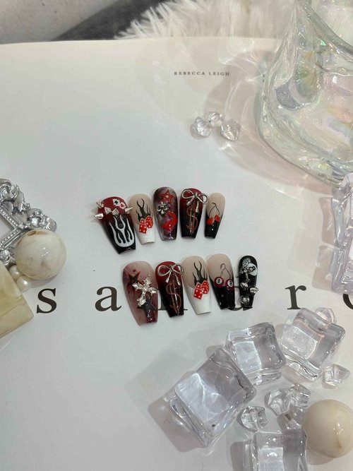 SIMAYKUWA 3D Nail Stickers for Pool & Dice Design - Cartoon Style Press-on Nail Art Decals (2 Sheets) - Cute Textured Manicure DIY Accessories