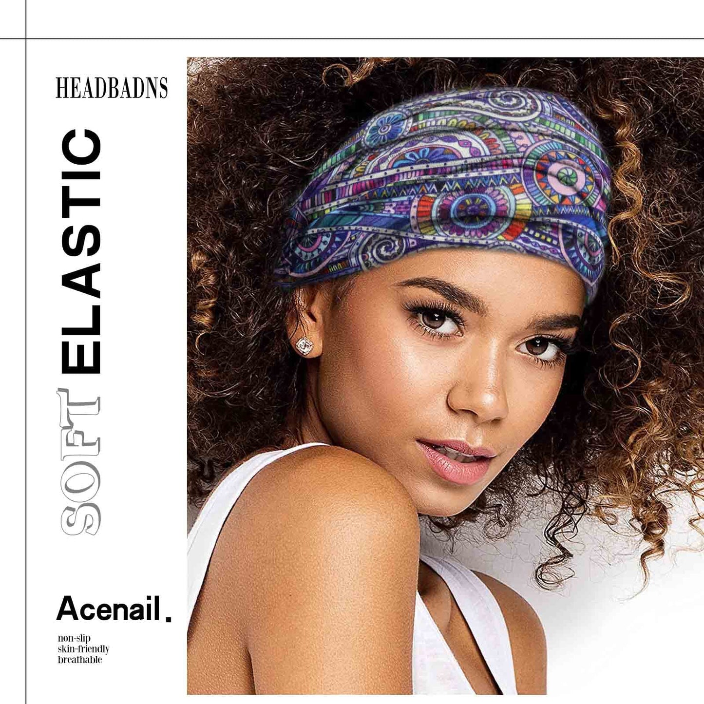 Acenail Wide Headbands Women Turban Knotted Headband Elastic Non Slip Hairbands African Head Bands Cotton Workout Head Wraps Bohemian Head Band Running Sports Hairband Yoga Head Scarfs Boho Hair Accessories for Women and Girls Pack of 4 (#7 Elegant)