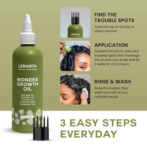 Lebanta Raw Batana Oil for Hair Growth - Cold Pressed Scalp Mask and Wonder Growth Oil Serum, thick and strong natural hair for men & women