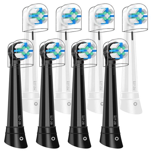 IO Replacement Heads Compatible with Oral B iO 2/3/4/5/6/7/8/9/10 Series Electric Toothbrush, Brush Heads with Medium Bristles Compatible with Oral B iO for Gentle Dental Care (8 Black/White)