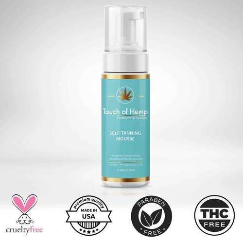 Touch of Hemp Premium Self-Tanning Mousse | Sunless Streak Free Self-Tanner Foam | Instant Color Quick Drying | Professional Formula | Natural Golden Tan| The Best Self Tanner (Original)