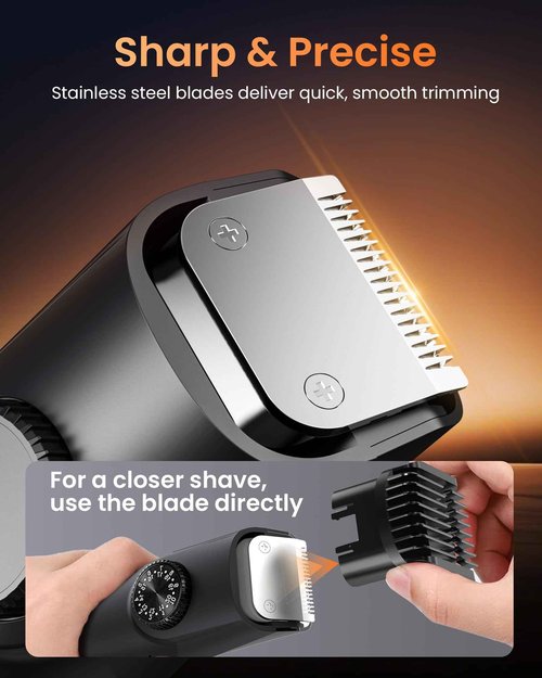 kurtmark Vacuum Beard Trimmer for Men, Rechargeable Electric Mens Beard Trimmer with Adjustable Length Comb (1-20mm), Cordless Mustache Trimmer for Men with Built-in Vacuum for Facial, Sideburns