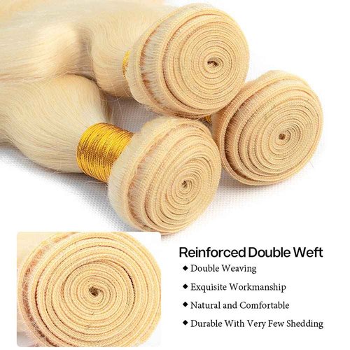 #613 Blonde Bundles Human Hair Body Wave Bundles 12 12 12 Inch Honey Blonde Body Wave Bundle Human Hair Extensions Unproceesed Virgin Hair 100 Gram Per Bundle 3 Bundle
