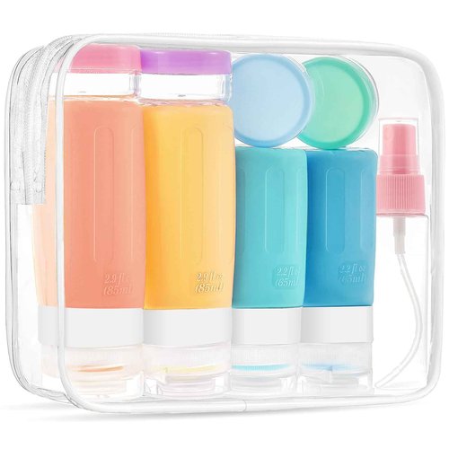 Coix foam 18 Pack Travel Bottles Set for Toiletries, TSA Approved Leak Proof Travel Size Container jars,Squeezable Silicone Travel Essential Accessories for Conditioner, Shampoo, Lotion