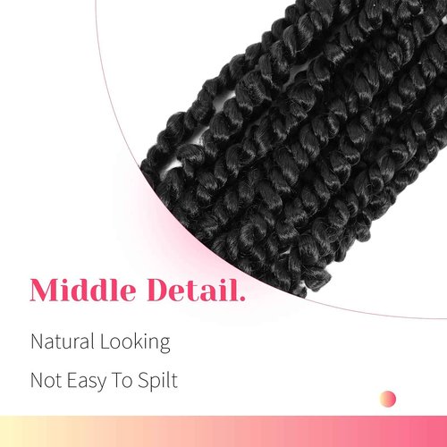 BOHOBABE Pre-twisted Passion Twist Crochet Hair 24 Inch Pre-looped Long Crochet Braiding Hair 8 Packs Soft Bohemian Twists (1B)