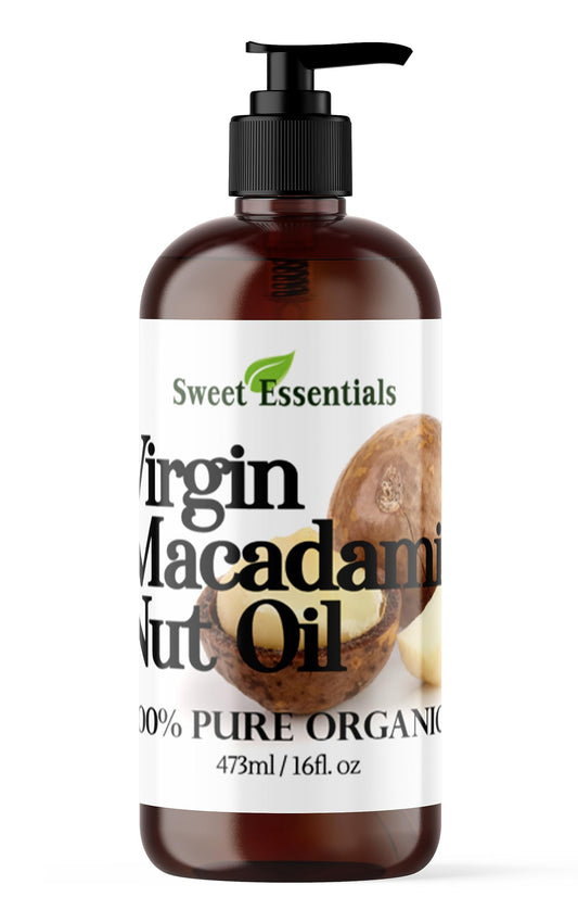 Organic Extra Virgin Macadamia Nut Oil | 16oz | Imported From Italy | 100% Pure, Unrefined | Cold Pressed | Offers Relief From Dry Skin, Psoriasis & More, Best Natural Moisturizer, Great For Hair