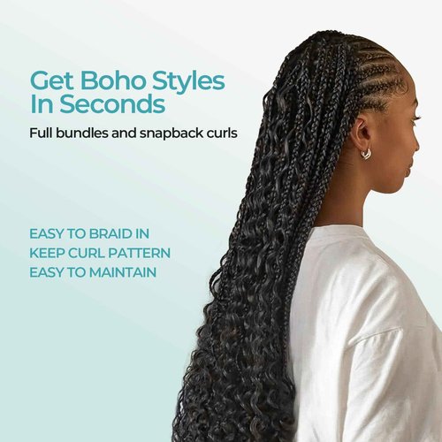Lvnatu Body Wave Boho Human Hair for Bohemian Knotless Braids Braiding Bulk 2 Bundles No Weft 14 Inch 100g Jet Black - Easy to Install for Salon/Home/Beginners