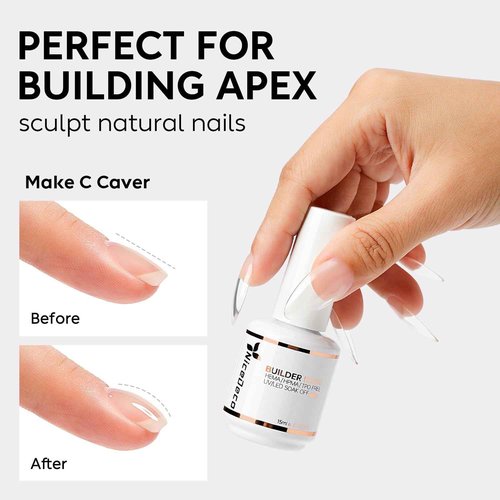 Nicedeco Builder Nail Gel 15ML 7 in 1 Clear Builder Base, 6 Pcs Rubber Base Gel Polish for Nails