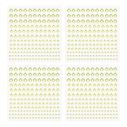 PATIKIL 660 Pcs Acrylic Gem Sticker, 4 Size 3/4/5/6mm Self Adhesive Rhinestones Face Gem Stones Bling Jewelry for Nail Art Craft Clothes DIY Makeup Decoration Party, Light Yellow