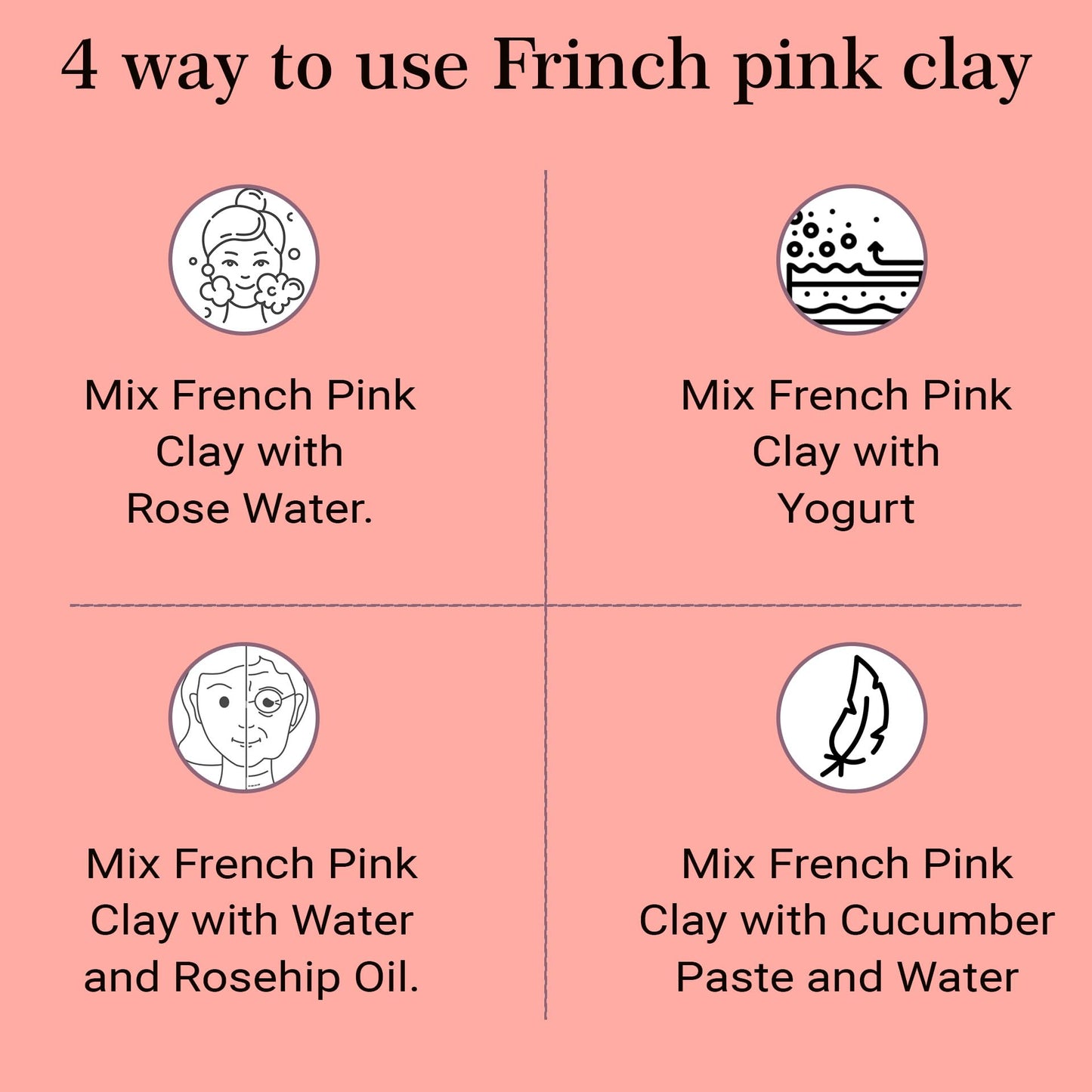 French Pink Clay powder by mi nature | 227g(8 oz) (½ pound) | Montmorillonite Pink-Clay | French Rose Clay | Face mask | 100% natural powder