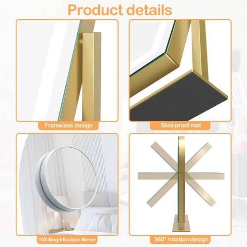 Gvnkvn Lighted Makeup Mirror, Hollywood Vanity Mirror with Lights, Three Color Lighting Modes, LED Mirror, Smart Touch Control, 360°Rotation (15.2in. Curved)