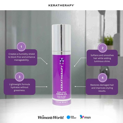 KERATHERAPY Keratin Infused Argan Oil, 1.7 fl. oz., 50 ml - Repairing Hair Care for Dry Damaged Hair, Frizz, Flyaways & Easy Styling - Kerabond Technology for Smooth, Soft, & Shiny Tresses