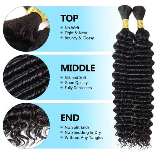 100g 3 bundles Human Braiding Hair Deep Water Wave Bulk 14 Inch P4/27 Curly for Boho Braids Extensions No Weft 3 Braids Per Pack Wet and Wavy Highlight
