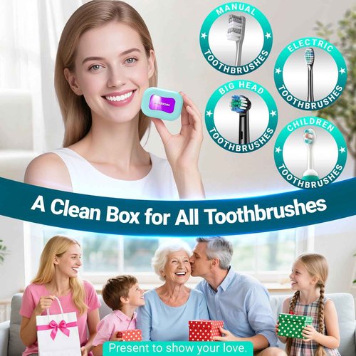 Toothbrush Sanitizer Case, RRZIOM Portable Toothbrush Covers Rechargeable, Rechargeable Toothbrush Cleaner Holder Case for Travel Home, Detachable Toothbrush Cover Cap for All Toothbrushes (Blue)