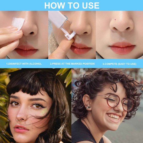 judero Nose Piercing Gun Kit 72Pcs Disposable Nose Piercing Kit Including 24Pcs Self Noe Piercing Gun with 24Pcs Built-in Nose Stud and 24Pcs Clean Tools for Nose Cartilage Tragus Helix Piercing Kit