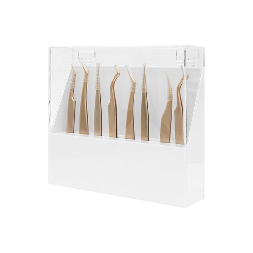 XIUSUZAKI Tweezers Storage Box 8 Holes Holder Lash Tweezers Storage for Eyelash Extensions Eyelash Professional(White,Only the Box)