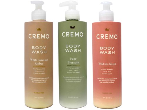 Cremo Womens Body Wash Set, White Jasmine Amber, Pear Blossom, Wild Iris Musk, 16 fl oz Each