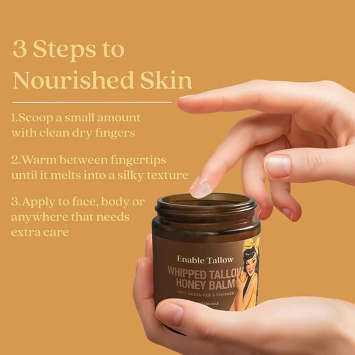 Enable Tallow Face & Body Cream – Whipped Beef Tallow & Manuka Honey Balm for Dry Skin, Eczema & Sensitive Skin – Natural Moisturizer, Sandalwood Scent, 4oz