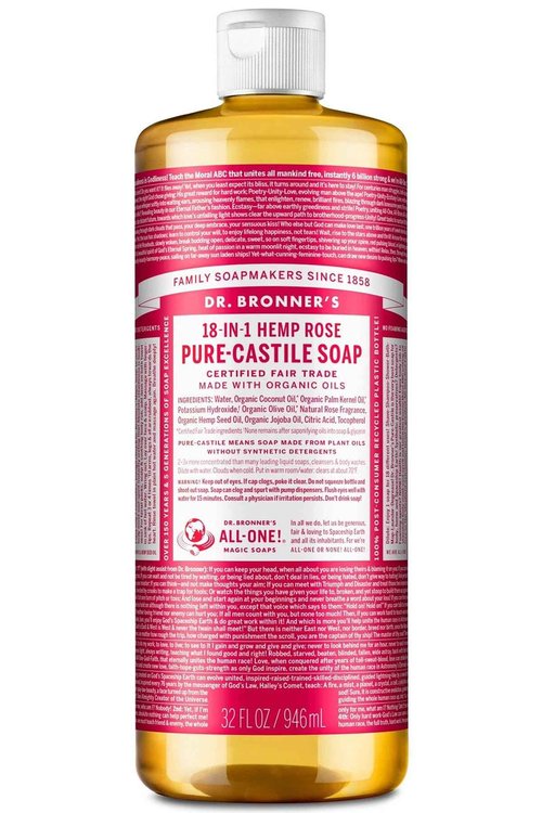 Dr. Bronner's 'S Magic Soaps 18-In-1 Hemp Pure Castile Soaps Rose 32 Fl. Oz