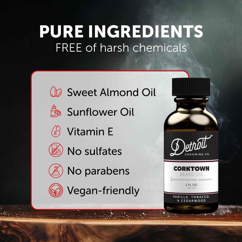 Detroit Grooming Beard Oil | Hydrating & Nourishing Formula with Vitamin E • Corktown Scent (1 oz)