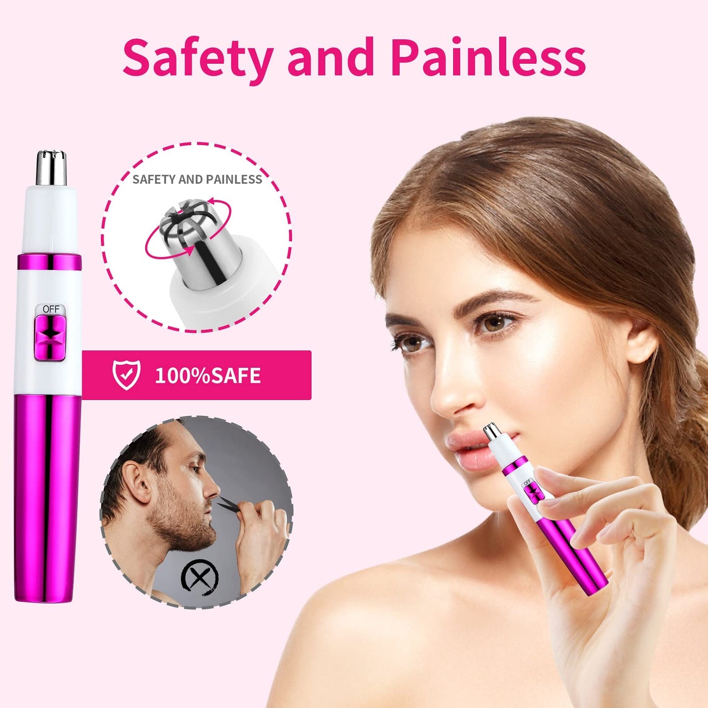 AREYZIN Nose Trimmer for Women Ladies Painless Ear and Nose Hair Trimmer for Men Eyebrow Facial Ear Hair Trimmer Nose Hair Clippers Professional, Waterproof, Dual-Edge Blade, Purple