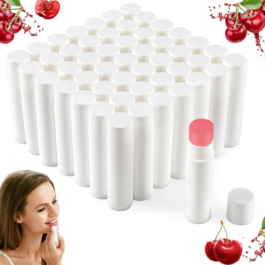 50 Pieces Lip Balm Bulk Moisturizing Lip Balm Original Lip Cream Stocking Stuffers Add Your Own Labels for Men Women Children Parties Gifts Baskets Business Branding Traveling (Cherry)