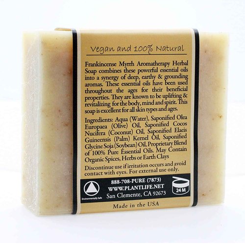 Plantlife Frankincense Myrrh 6-Pack Bar Soap - Moisturizing and Soothing Soap for Your Skin - Hand Crafted Using Plant-Based Ingredients - Made in California 4oz Bar
