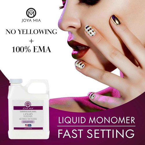 Liquid Monomer, Fast Setting Acrylic Monomer for Salon-Quality Nail Shaping and Acrylic Nail Powder Application, MMA-Free Nail Monomer with Superior Adhesion Formula, 16 oz - Joya Mia
