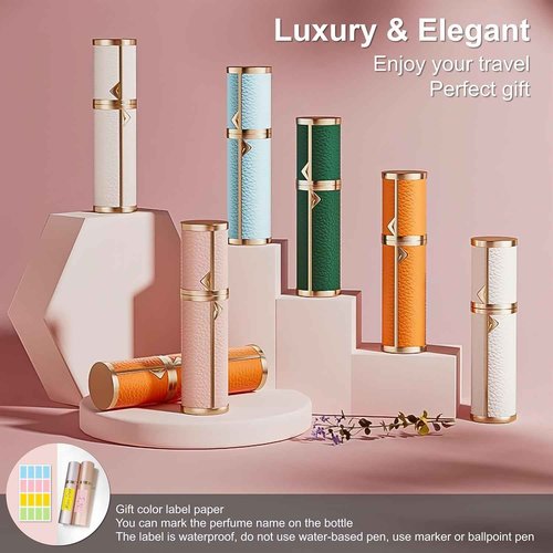Full-Grain Leather Perfume Atomizer Set | 5ml Leak-Proof Portable Spray Bottles | Premium Makeup Perfume Storage Essential, Mini Travel Spray Bottle Refillable for Women Men, 3PCS