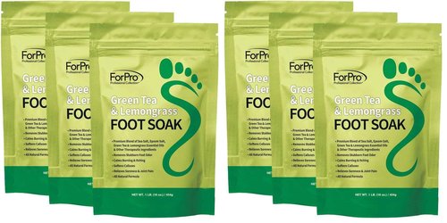 ForPro Professional Collection Green Tea & Lemongrass Foot Soak with Sea & Epsom Salt for Toenail Athletes, Stubborn Odor Scent, Softens Calluses & Soothes Sore Tired Feet - 48 Ounces (3 1-lb Packs)