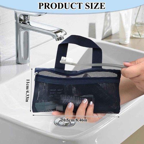 BQSAZHYJ 2Packs Mini Travel Toiletry Bags for Men and Women,Small Mesh Makeup Bag Portable Cosmetic Pouch Square Mesh Storage Bag Toothbrush Travel Bag with Zipper (navy blue and purple)