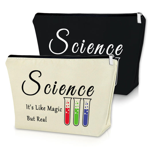 2PCS Scientist Gifts for Women Makeup Bag Gifts for Science Lovers Adults Science Themed Gifts for Children Cosmetic Bag Science Teacher Gifts Chemist Gifts Birthday Christmas Gifts Travel Pouch