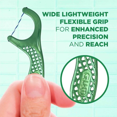 GUM Twisted Mint Floss Picks - Twisted Threads, Shred-Resistant Floss, Easy Grip Handle, 150 Count (Pack of 4)