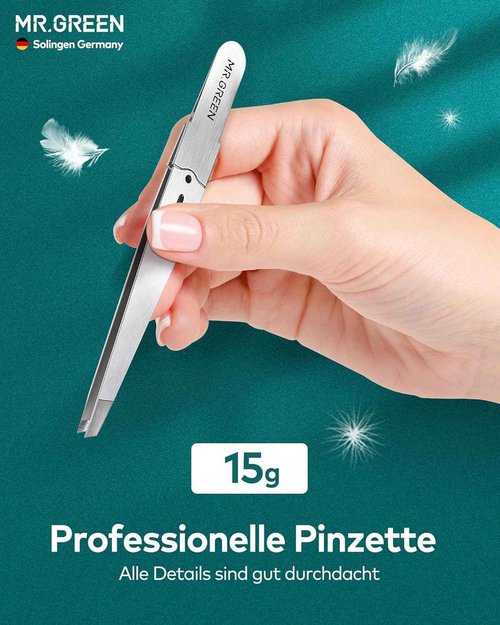 MR.GREEN Tweezers for Facial Hair Women, Professional Precision Eyebrow Tweezers for Women and Men, Stainless Steel Slanted Hair Removal Tweezers, Eyebrow Plucker, Ingrown hair tweezers