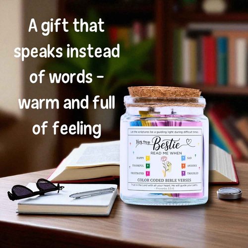 Bible Verse Jar for Best Friend – 92 Scriptures for Encouragement & Love | Christian Friendship Gift for Women | Faith-Based Affirmation Jar | Thoughtful Birthday or Christmas Gift for Her or Bestie