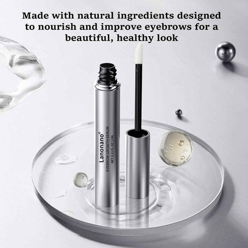 Lanonano Eyebrow Serum, Fuller & Longer Looking Eyebrow Growth Serum, Advanced Eyebrow Enhancement, Vegan & Cruelty-Free, 0.1 Fl Oz（3ml）