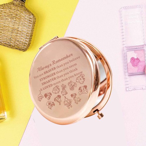 KEYCHIN 101 Dalmatians Pocket Mirror Pongo and Perdita Fans Gifts You are Braver Stronger Smarter Than You Think Dalmatians Compact Makeup Mirror (Dogs-RG)