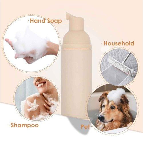 Beeutemaker Foam Pump Bottle (Nude), Empty Travel Size Foam Dispenser Pump for Soap Shampoo, Lash Cleanser(60ml/2oz, 3PCS)