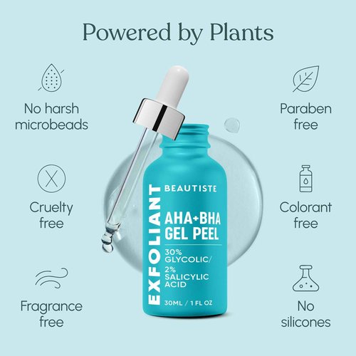 Beautiste 30 DAY MIRACLE AHA 30% + BHA 2% Peeling Solution - Clinical Strength Liquid Exfoliant for Dark Spots, Blackheads & Clogged Pores - Resurfacing Salicylic Acid Serum & Chemical Peel for Face