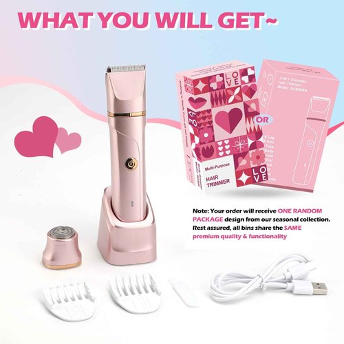Electric Razors for Women 2 in 1 Personal Groomer Bikini Trimmer for Women Cordless Dry/Wet Use Electric Shaver for Pubic Hair, Armpit, Facail Hair Removal, Waterproof