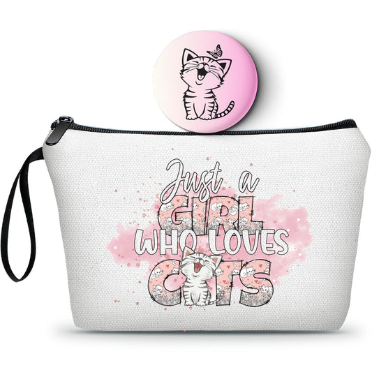 KONSOM Cat Gifts for Cat Lovers,Cat Lover Gifts for Women,Cat Mom Gifts,Cat Lovers Gifts,Cosmetic Bag with Mirror,Cat Gifts,Cat Lady Gifts,Cat Novelty Gifts,Animal Lovers Gifts,Womens Birthday Gifts