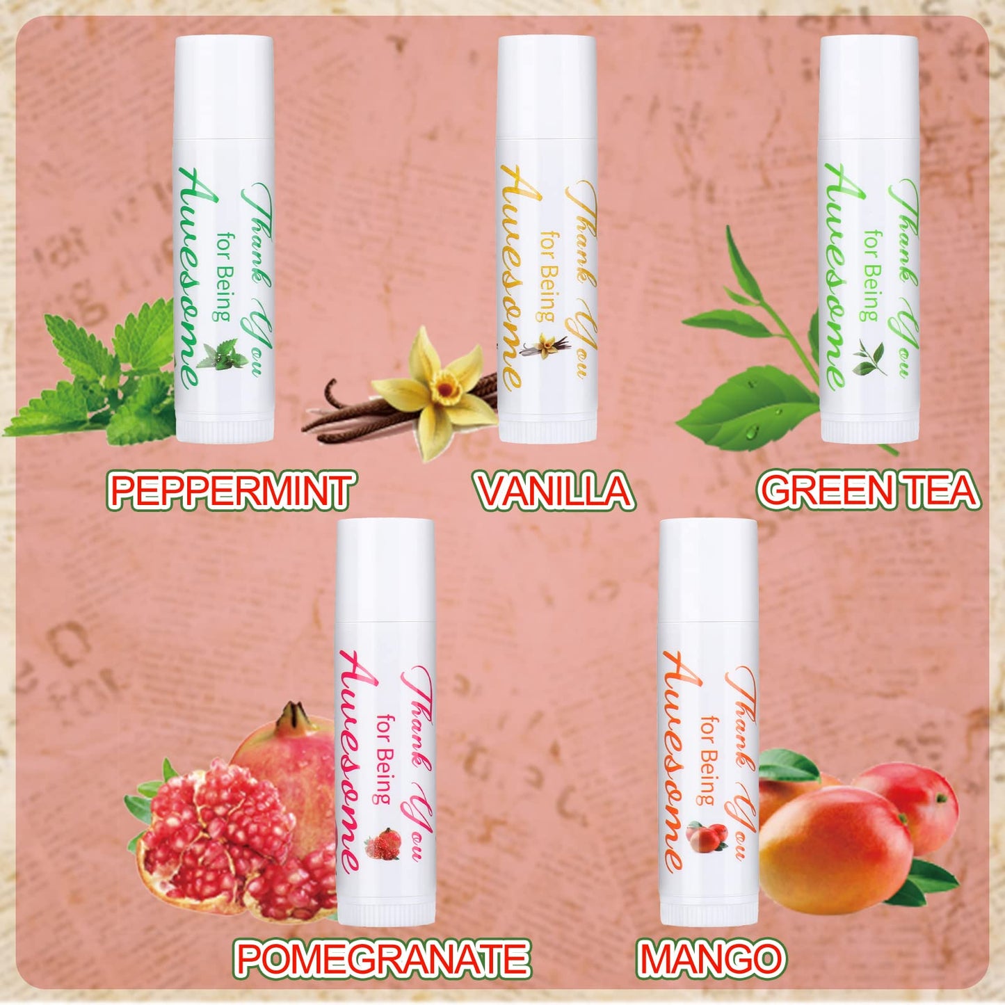 Sinmoe Lip Balm Gifts Thank You for Being Awesome Lip Moisturizer Assorted Flavors Bulk Gifts Beeswax Natural Ingredients Dry Chapped Lip Care Product for Coworkers Women Friend(70 Pack)