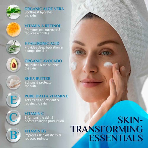 COUPLX 2-in-1 Neck Firming Cream & Face Moisturizer for Women, Anti-Aging Retinol Cream with Vitamin E & C Serum, Skin Tightening Face Lotion for Neck & Face, 2 fl oz
